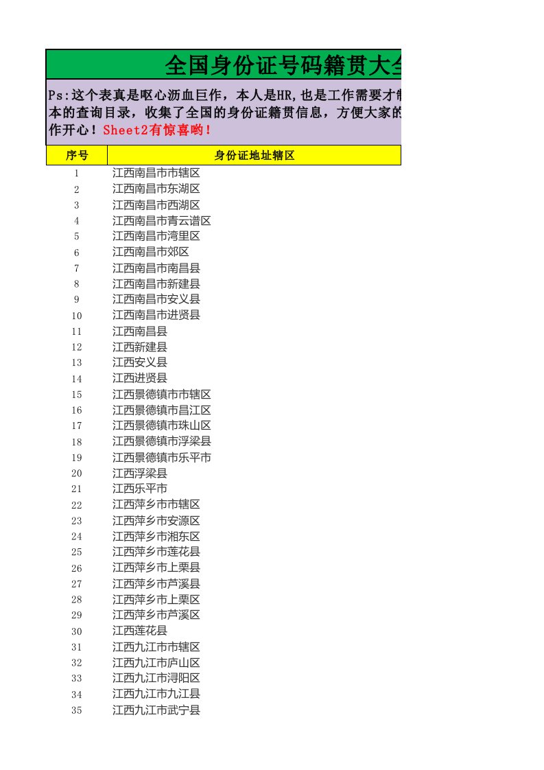 身份证籍贯查询大全