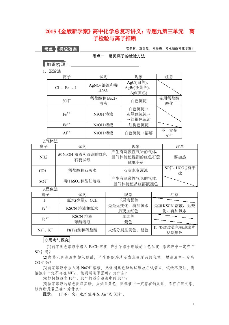 高考化学总复习讲义