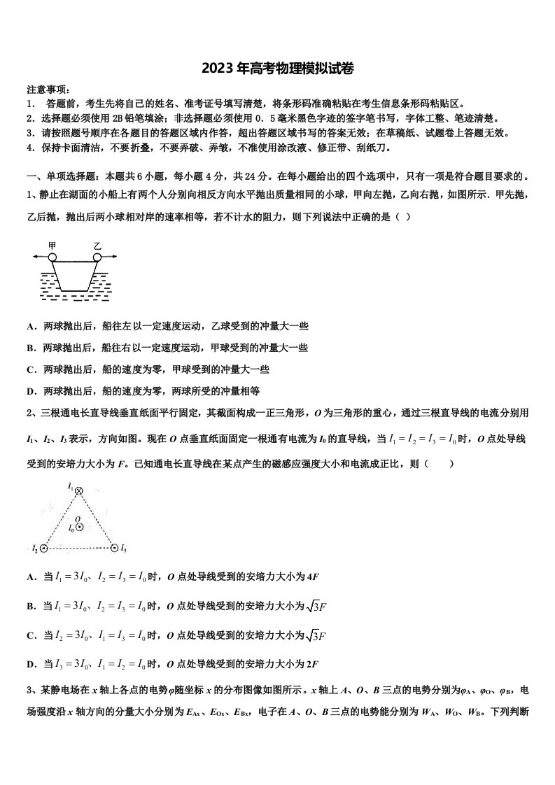 2022-2023学年河北省张家口市重点中学高三最后一卷物理试卷含解析