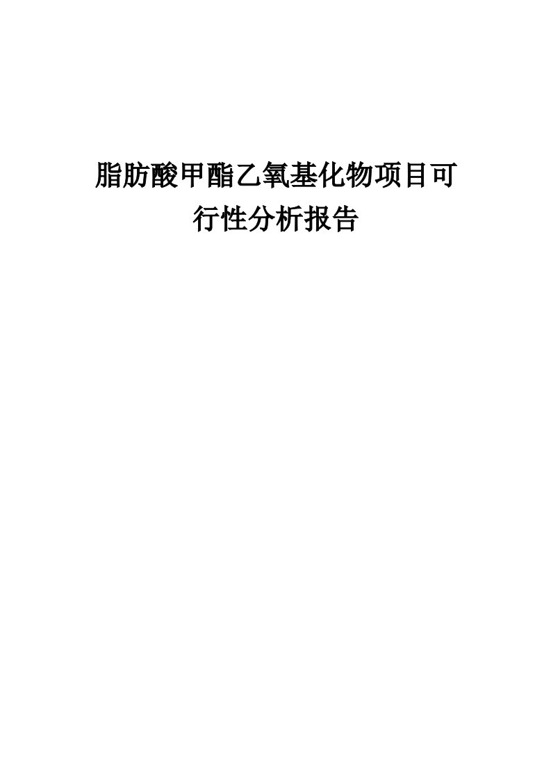 脂肪酸甲酯乙氧基化物项目可行性分析报告