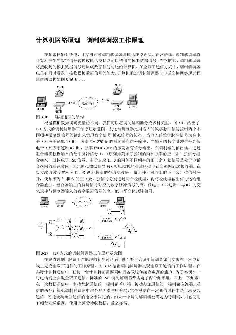 计算机网络原理--调制解调器工作原理