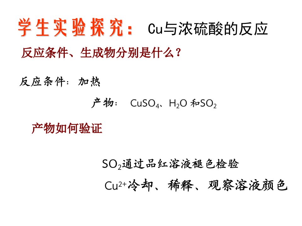 铜与浓硫酸的反应探究ppt课件