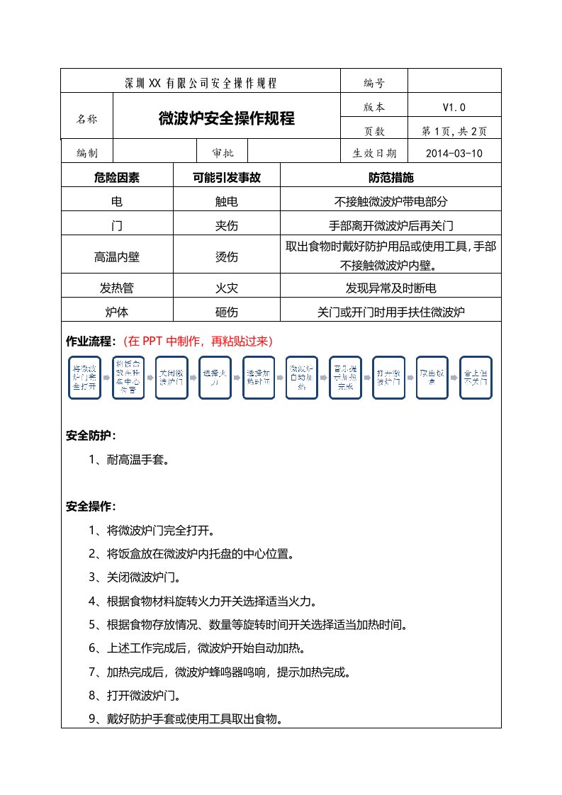 微波炉安全操作规程