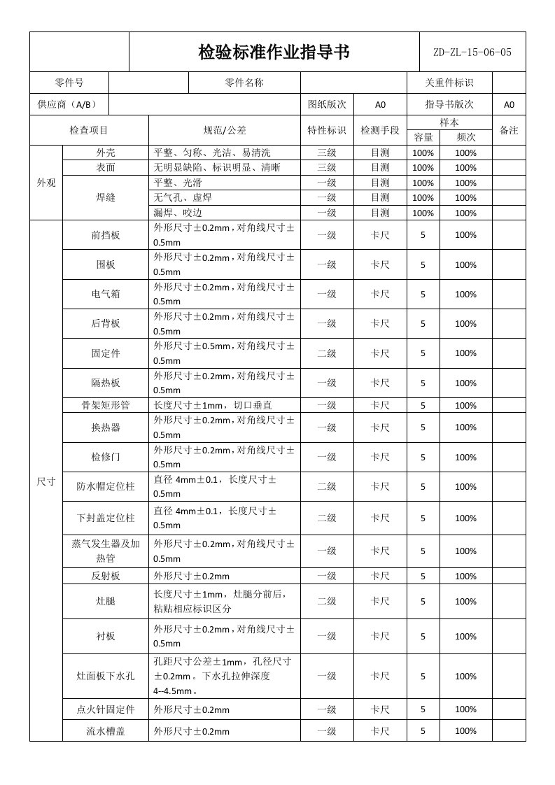 检验标准作业指导书