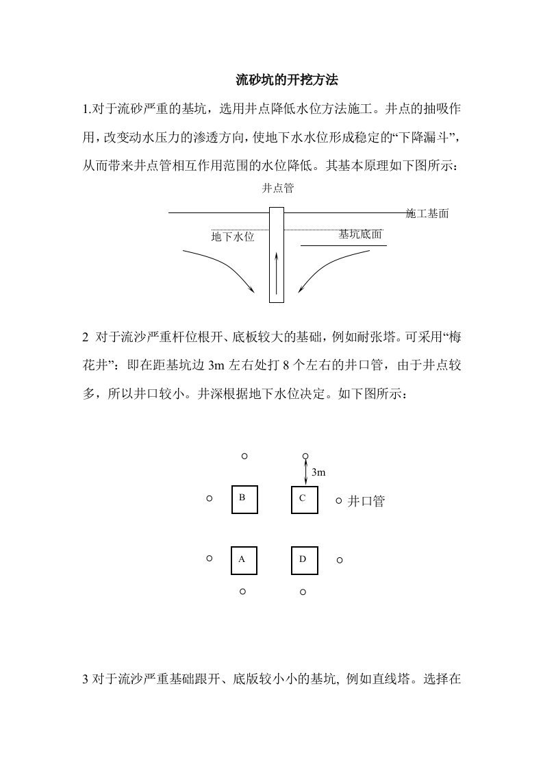 流砂坑的开挖方法