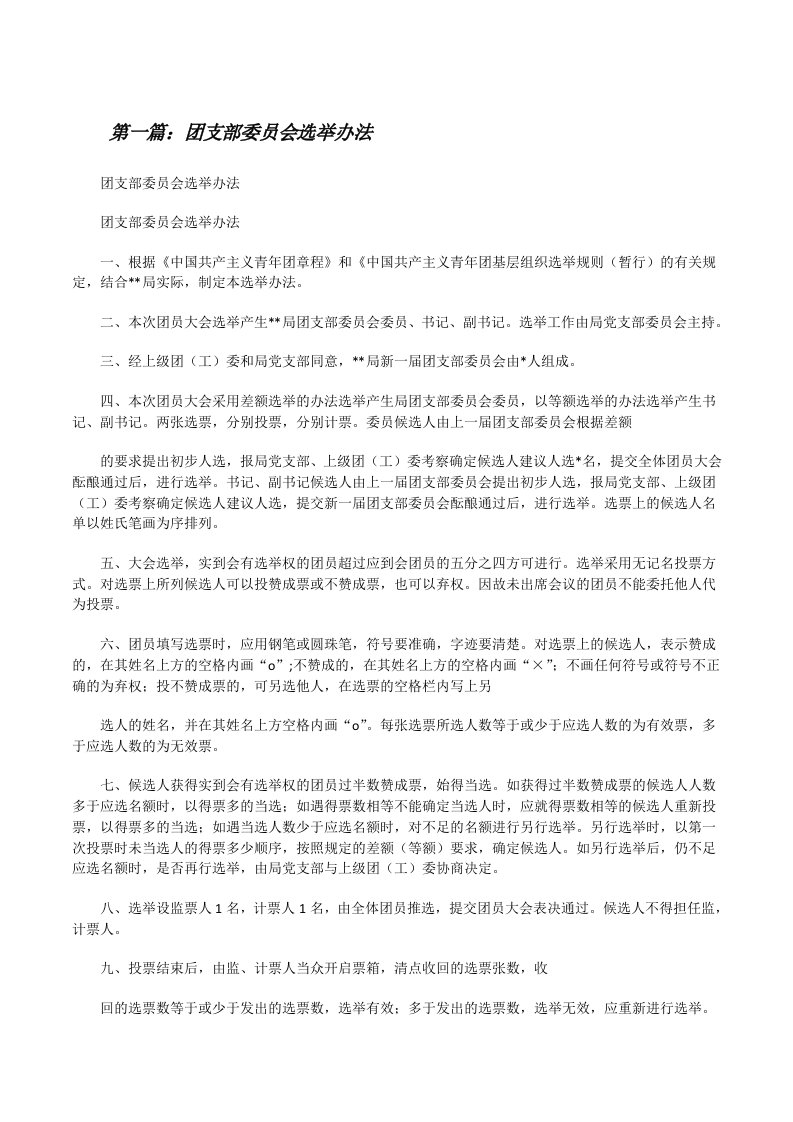 团支部委员会选举办法[修改版]