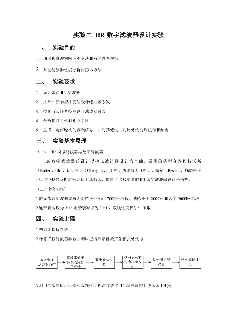 实验二iir数字滤波器设计实验