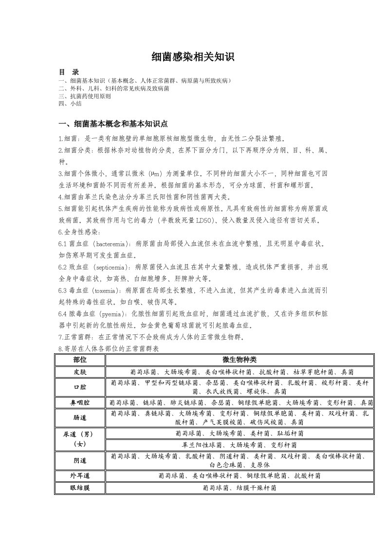 细菌感染相关知识