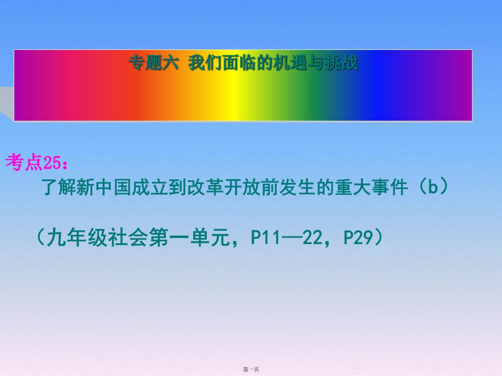 中考历史-考点25新中国成立到改革开放前发生的重大事件课件