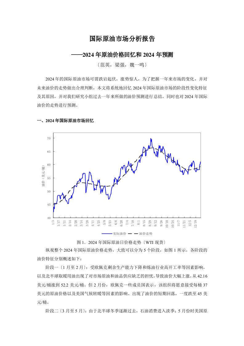 国际原油市场分析报告