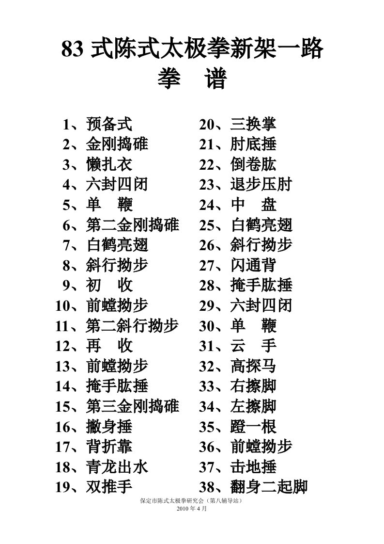 83式陈式太极拳新架一路拳