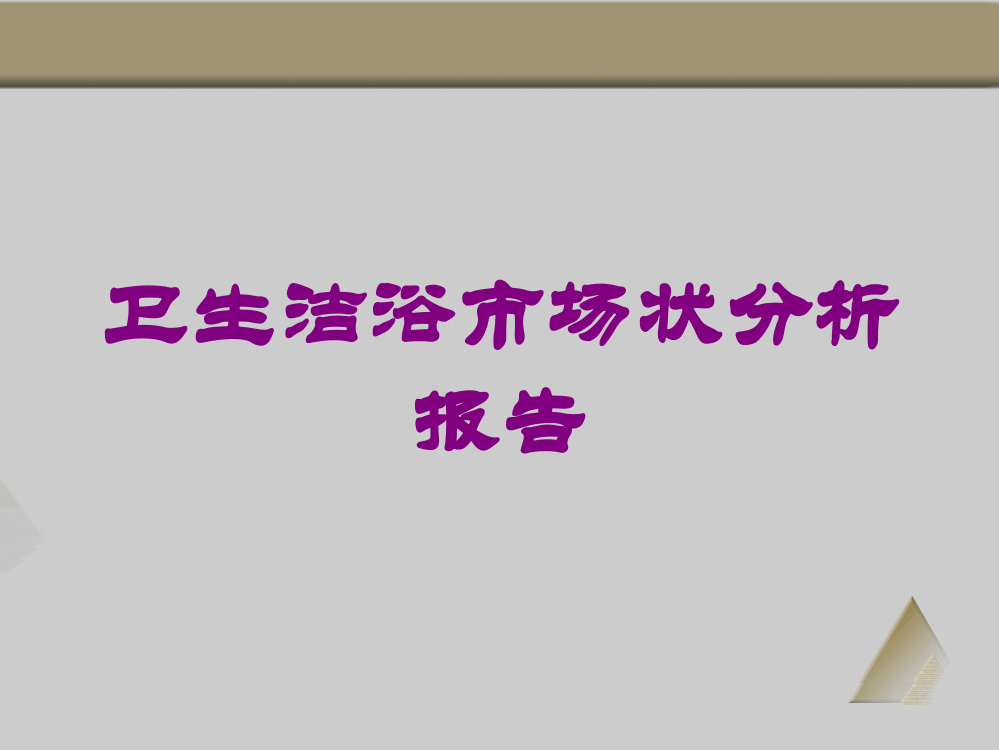 卫生洁浴市场状分析报告培训课件