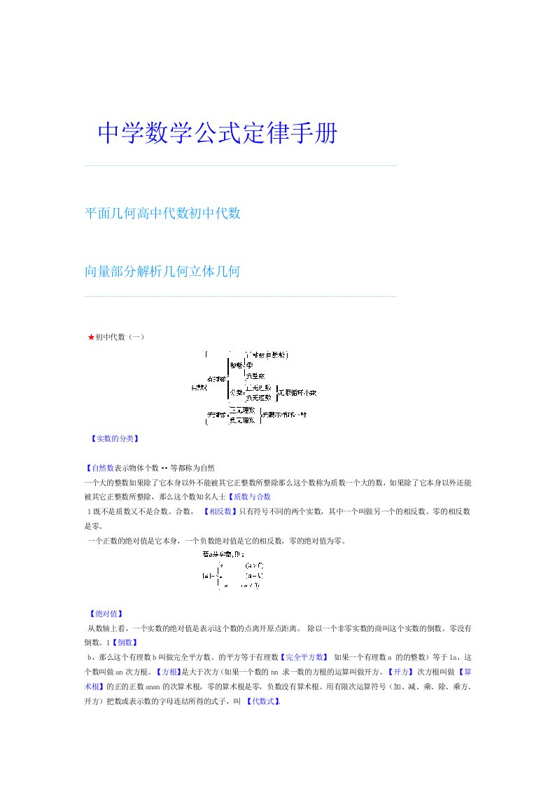 word完整版初中数学公式大全