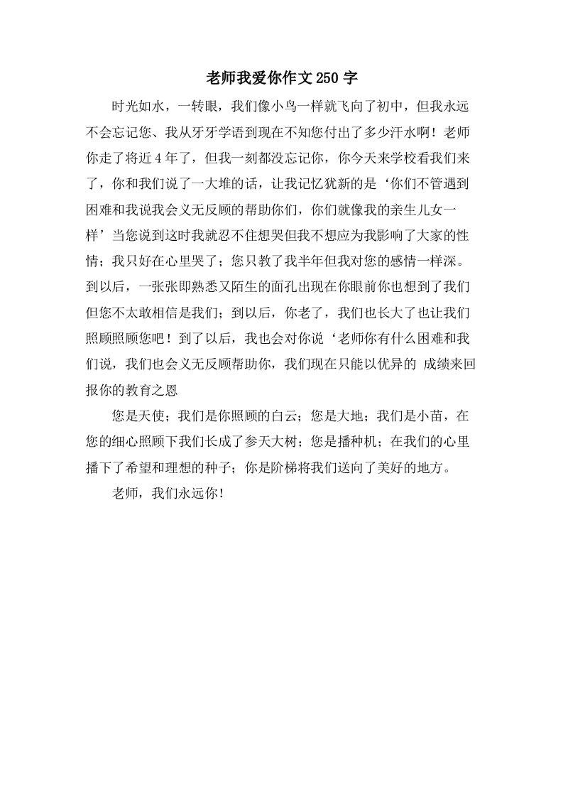 老师我爱你作文250字