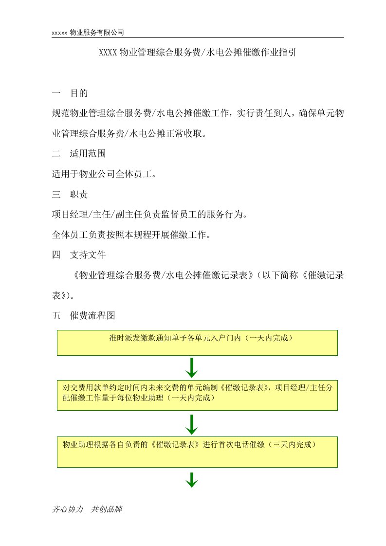 催缴物业费方案