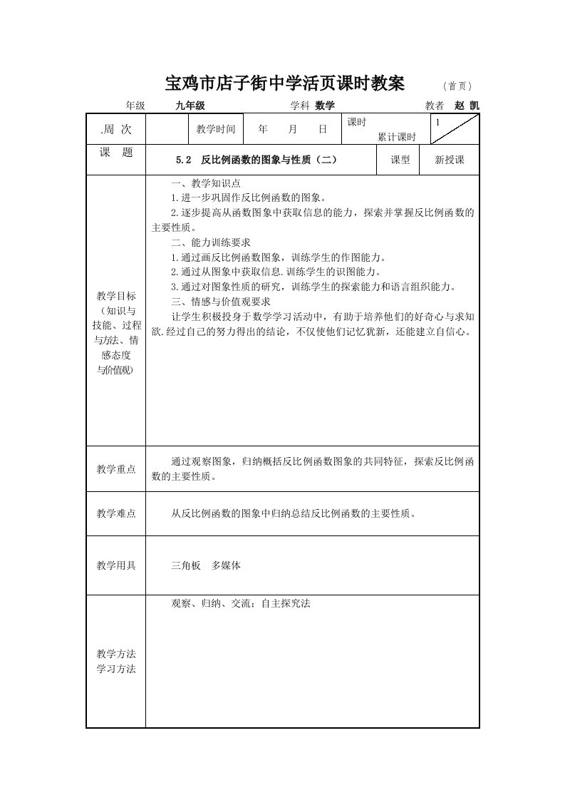 反比例函数的图像与性质