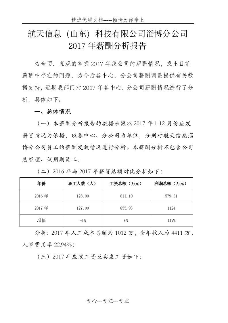 2017年薪酬分析报告(共5页)