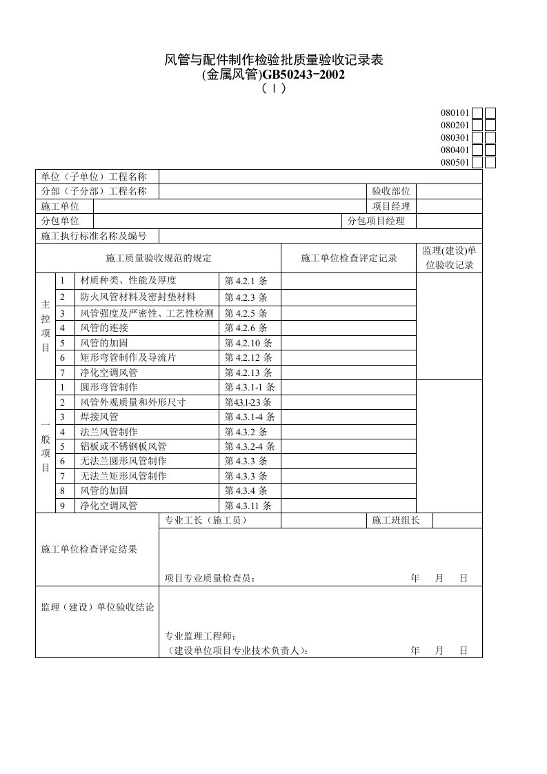 080501Ⅰ风管与配件制作