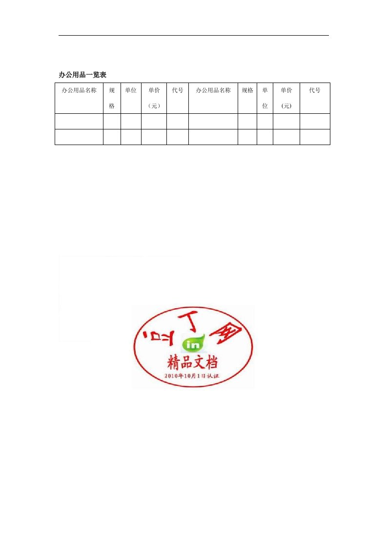 【管理精品】办公用品一览表