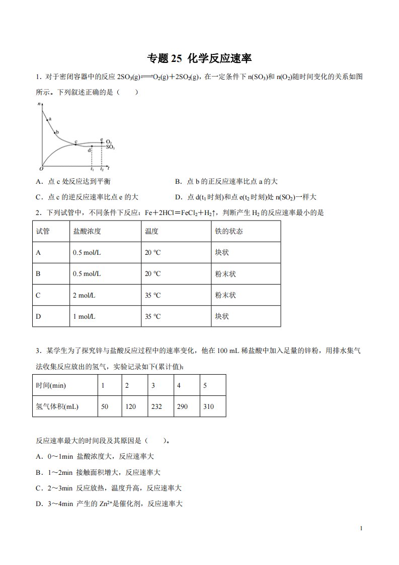 备战2020高考化学一轮必刷题