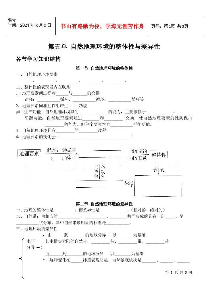 地理教案教学设计第五单自然地理环境的整体性与差异性