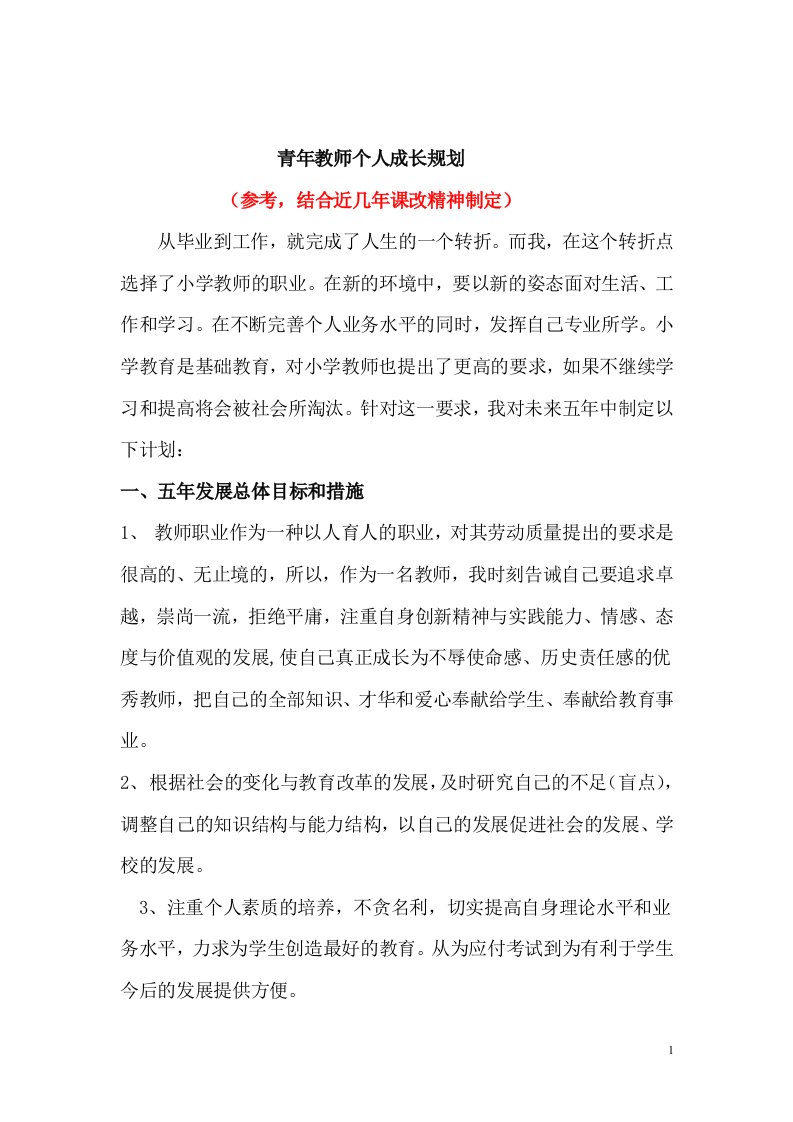 青年教师个人成长档案(参考)