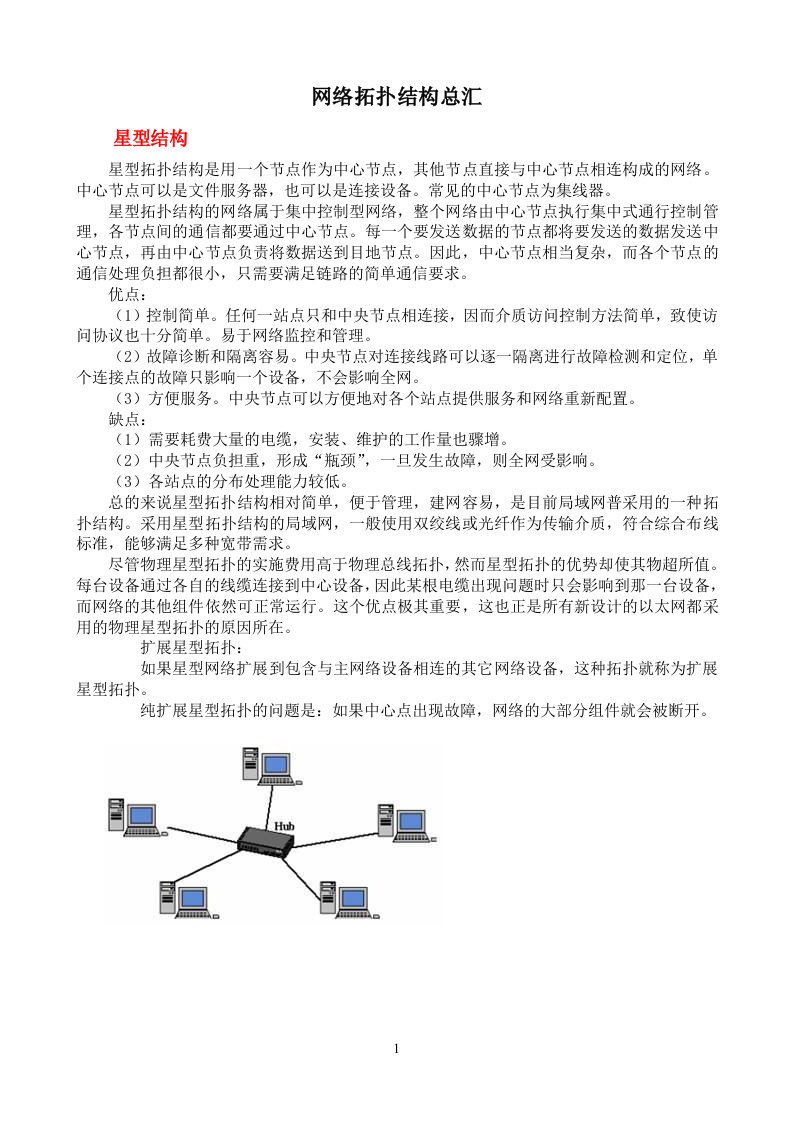 网络拓扑结构汇总和图片(星型、总线型、环型、树型、分布式、网状拓扑结构)