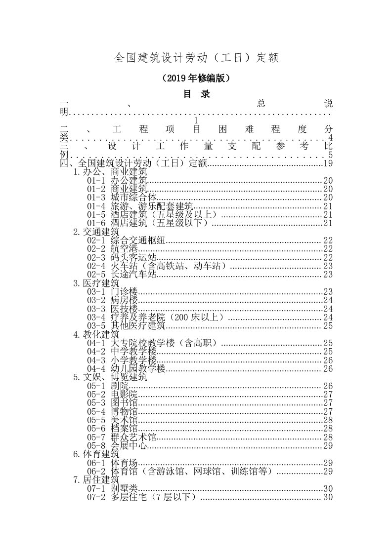 全国建筑设计劳动工日定额2015年修编版