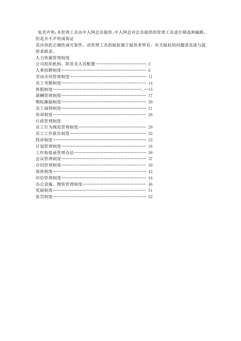 成都置信房地产公司人力资源管理制度