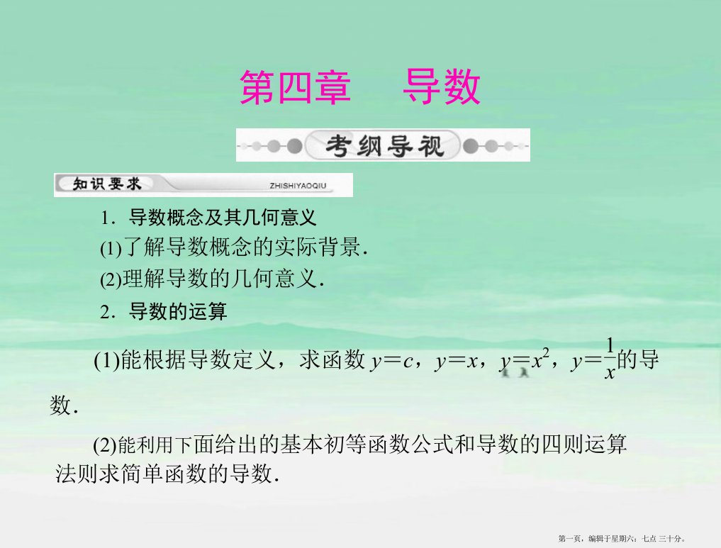 [原创]2022年《高考风向标》高考理科数学一轮复习-第四章-第1讲-导数的概念及运算-[配套课件]