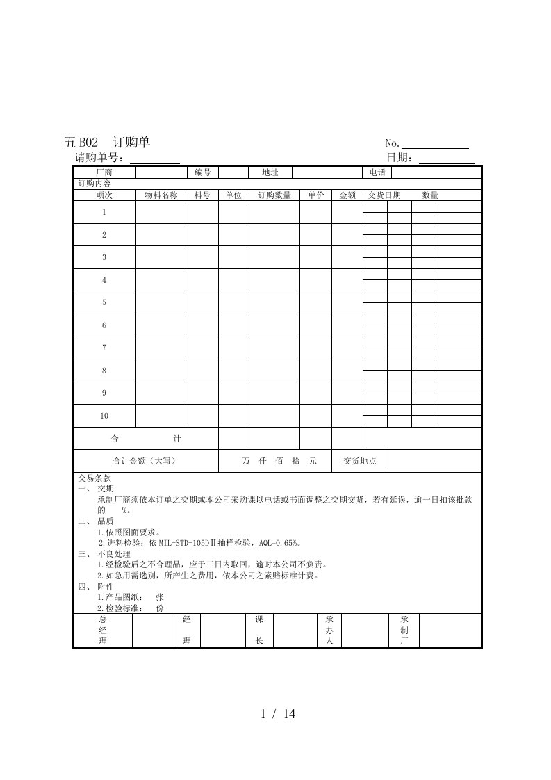 现代企业营销管理表格