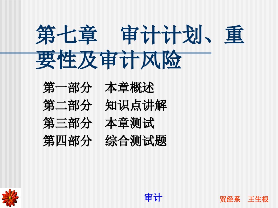 审计计划、重要性及审计风险讲座