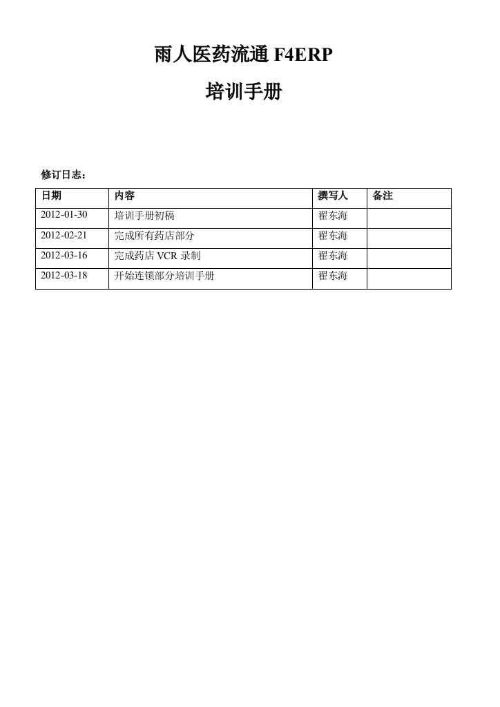 雨人F4ERP使用培训手册201202