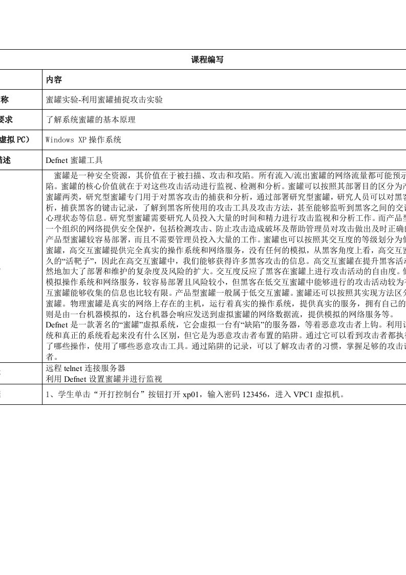 L003007006-蜜罐实验-利用蜜罐捕捉攻击实验