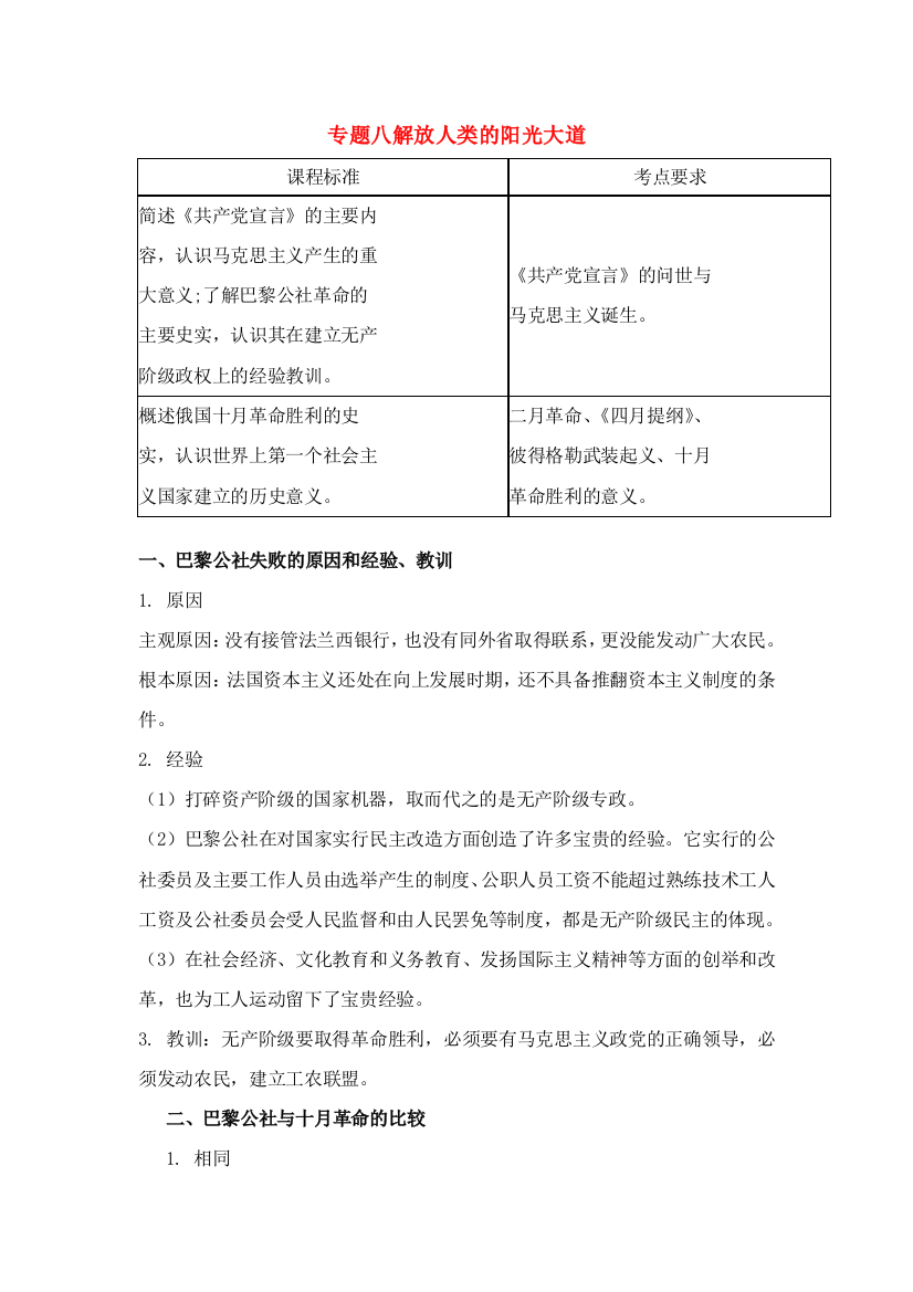 2011高考历史总复习学案练案一体化