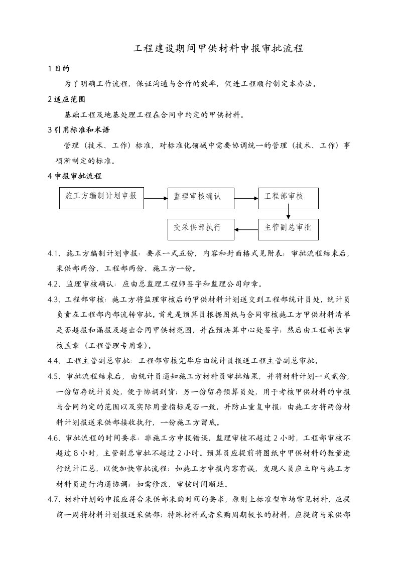 甲供材申报审批流程