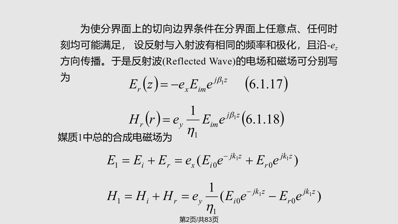 平面电磁波的反射和透射要点课件