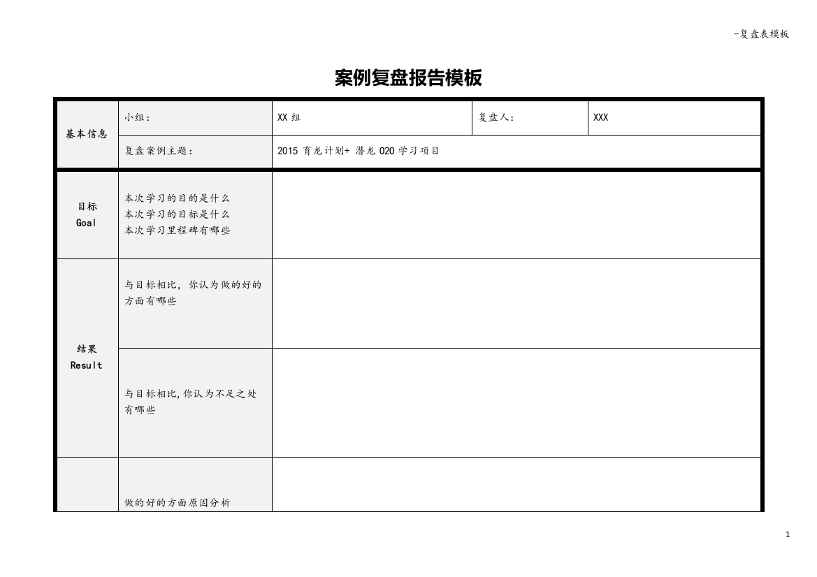 -复盘表模板
