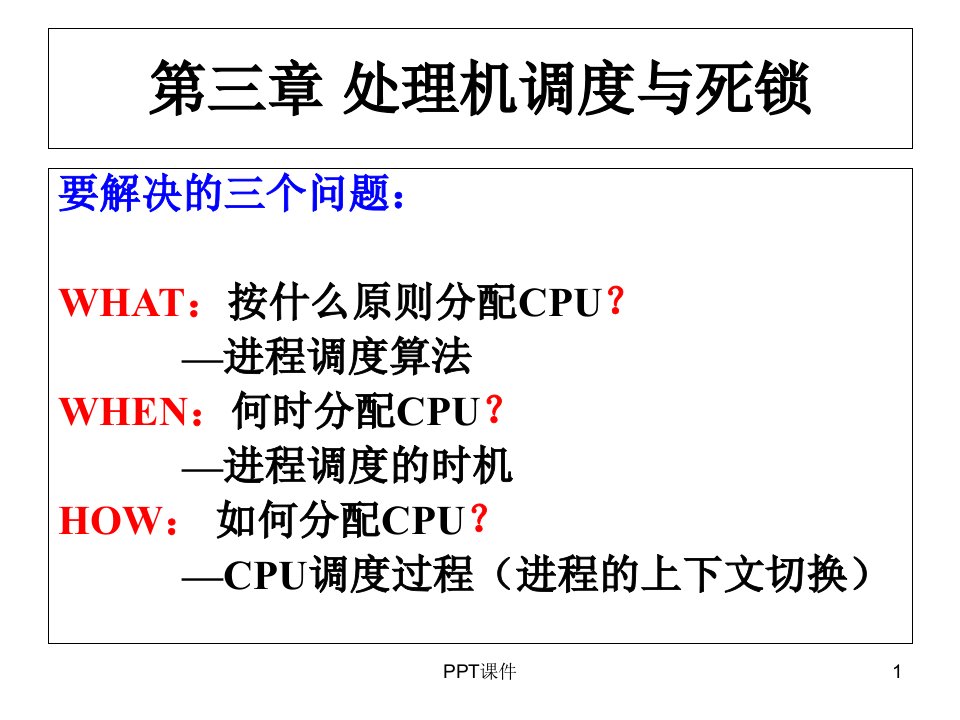 计算机操作系统第三章处理机调度与死锁--课件