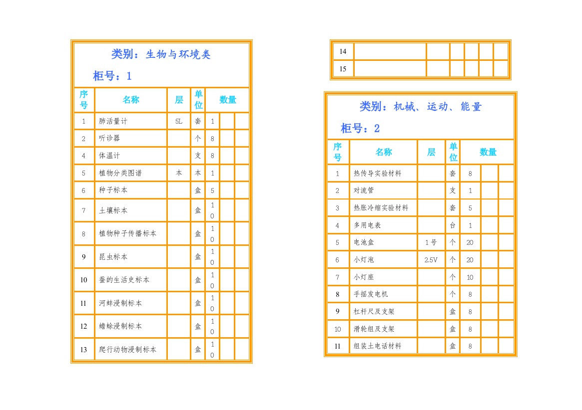 (完整word版)小学科学仪器室柜面标签