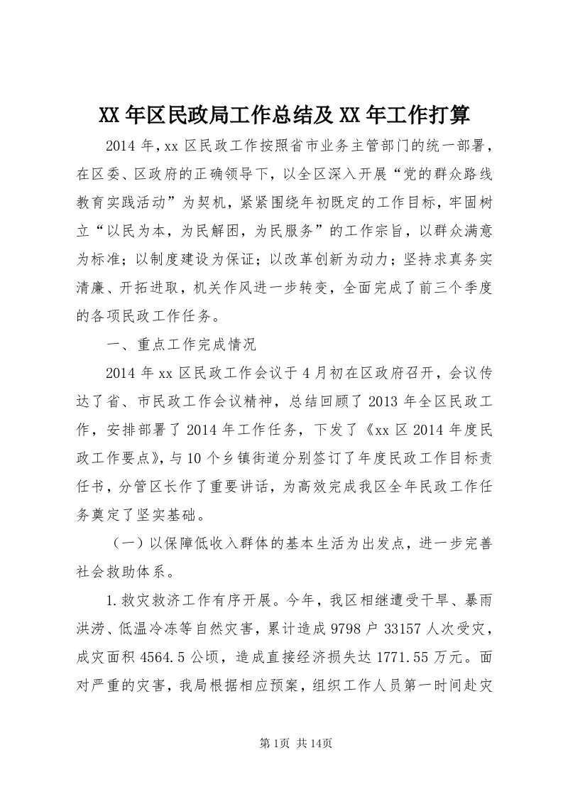 4某年区民政局工作总结及某年工作打算