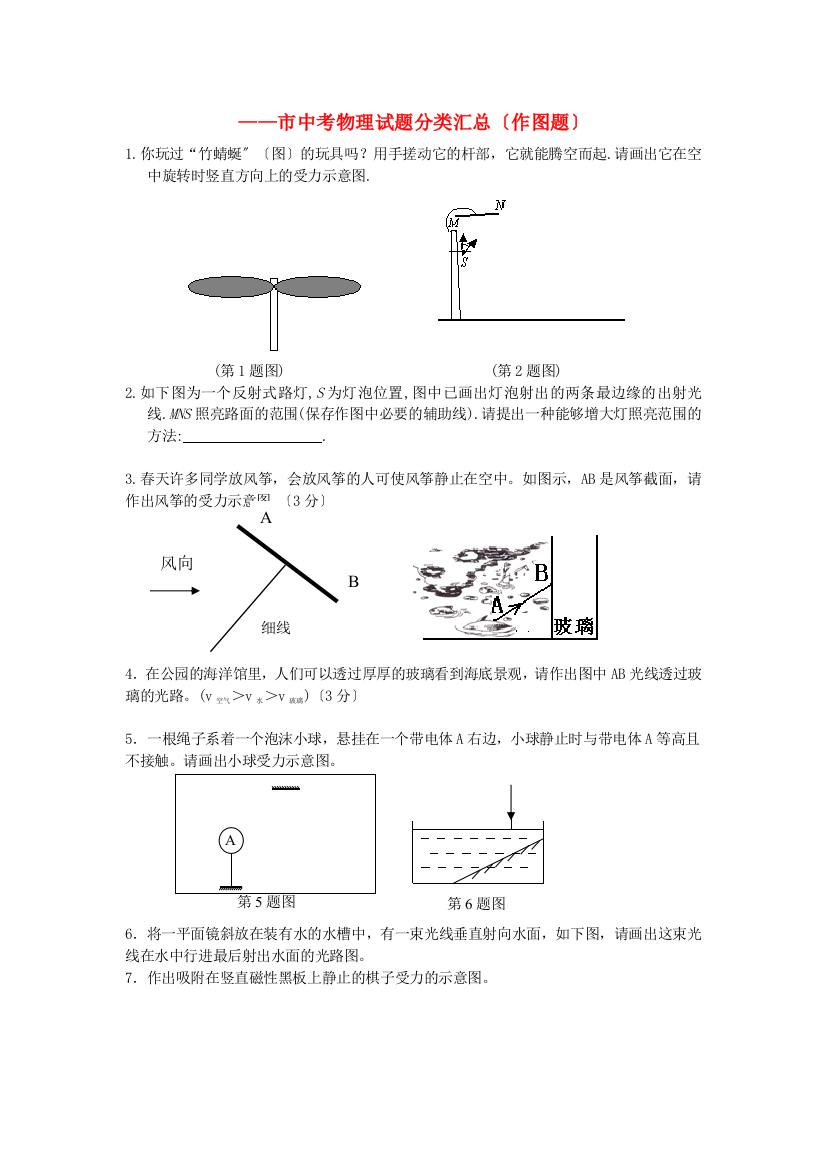 （整理版）市中考物理总（作图题）