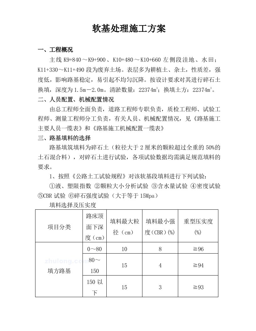 软土换填碎石土施工方案