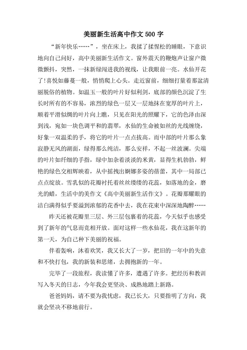 美丽新生活高中作文500字