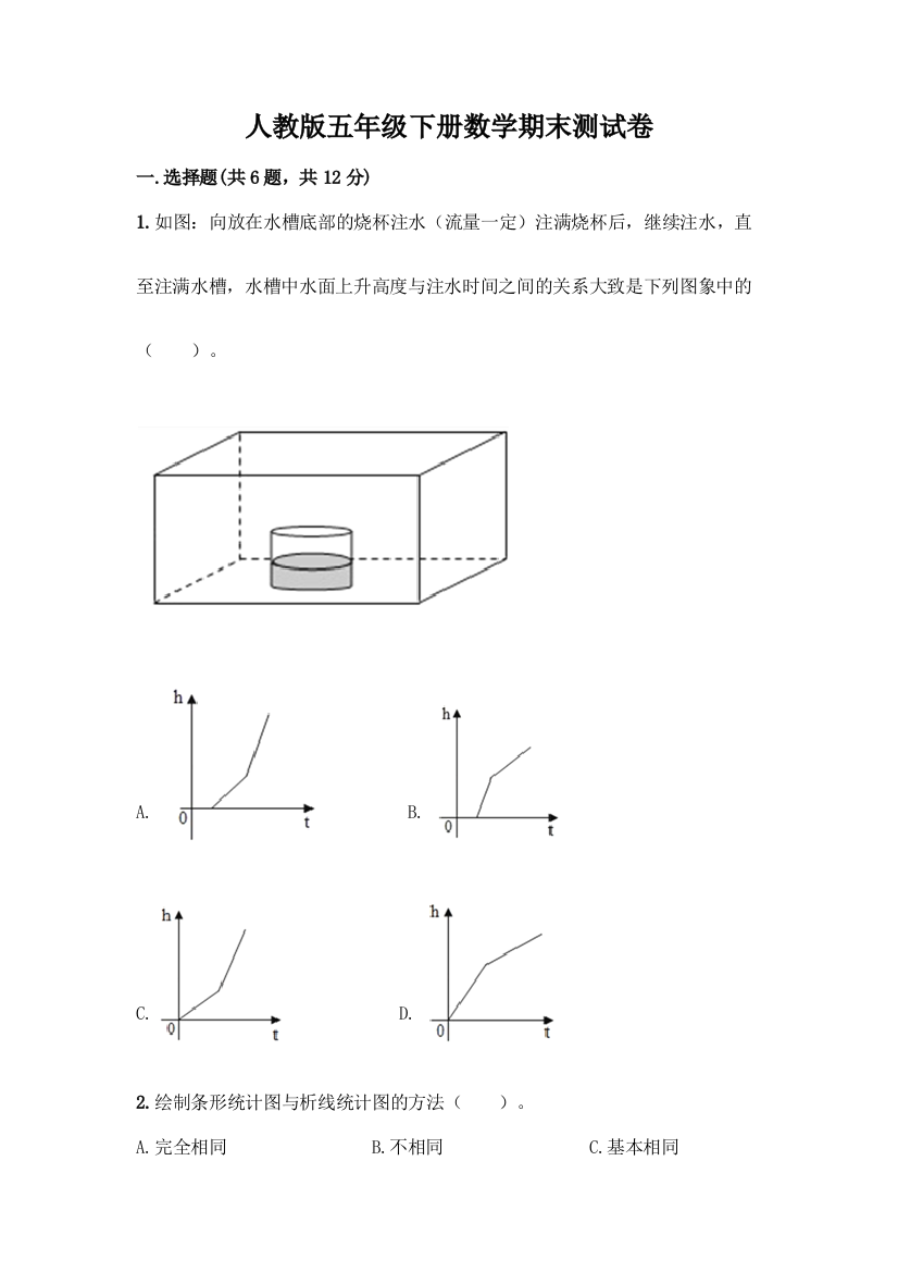 人教版五年级下册数学期末测试卷精品(黄金题型)