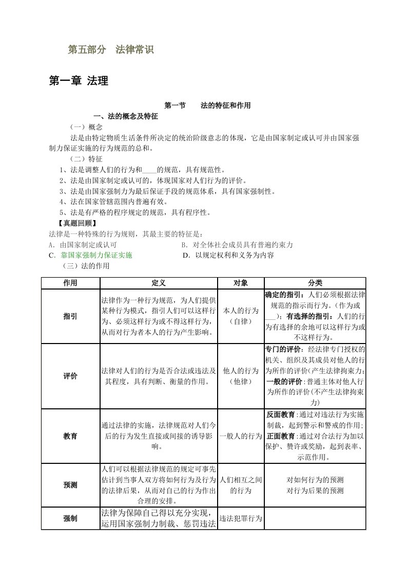 公共基础知识法律部分