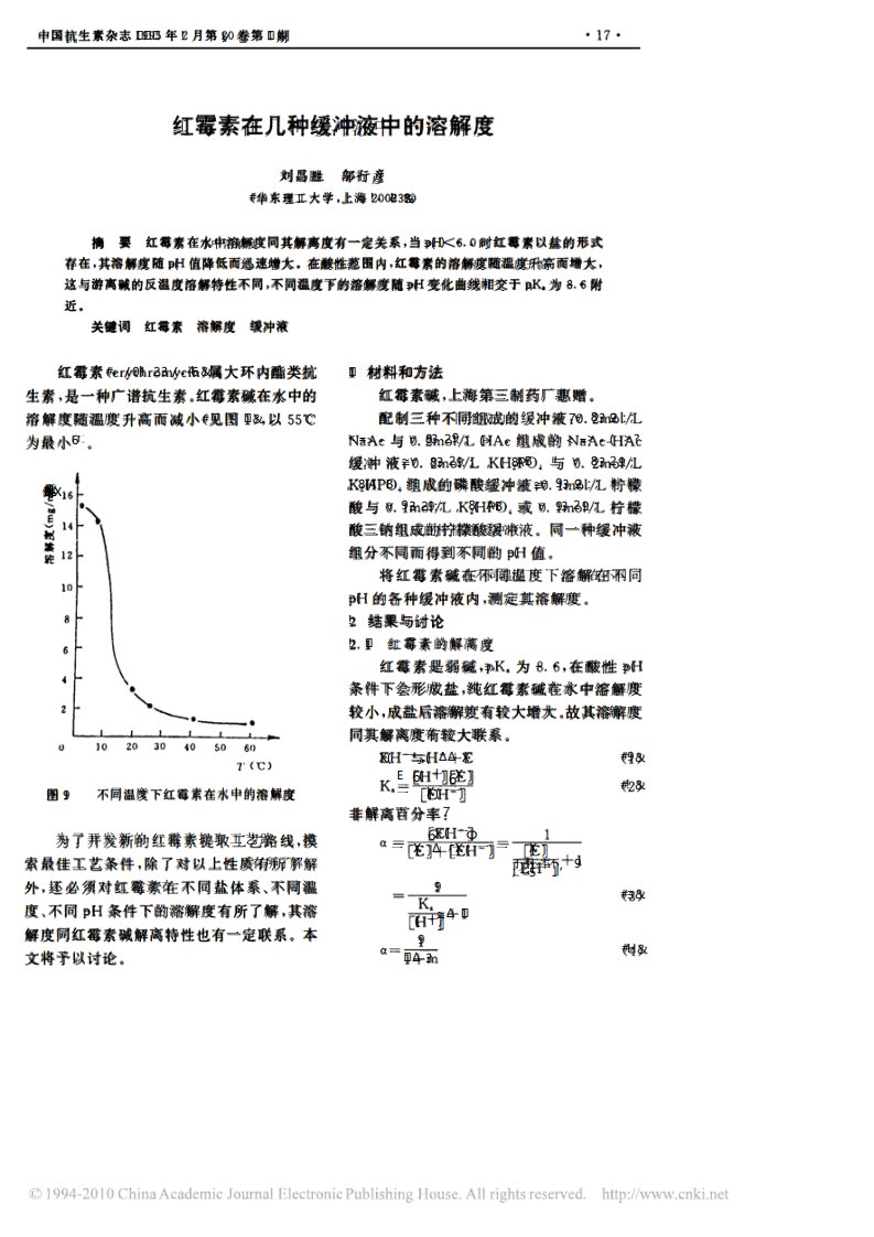 红霉素在几种缓冲液中的溶解度