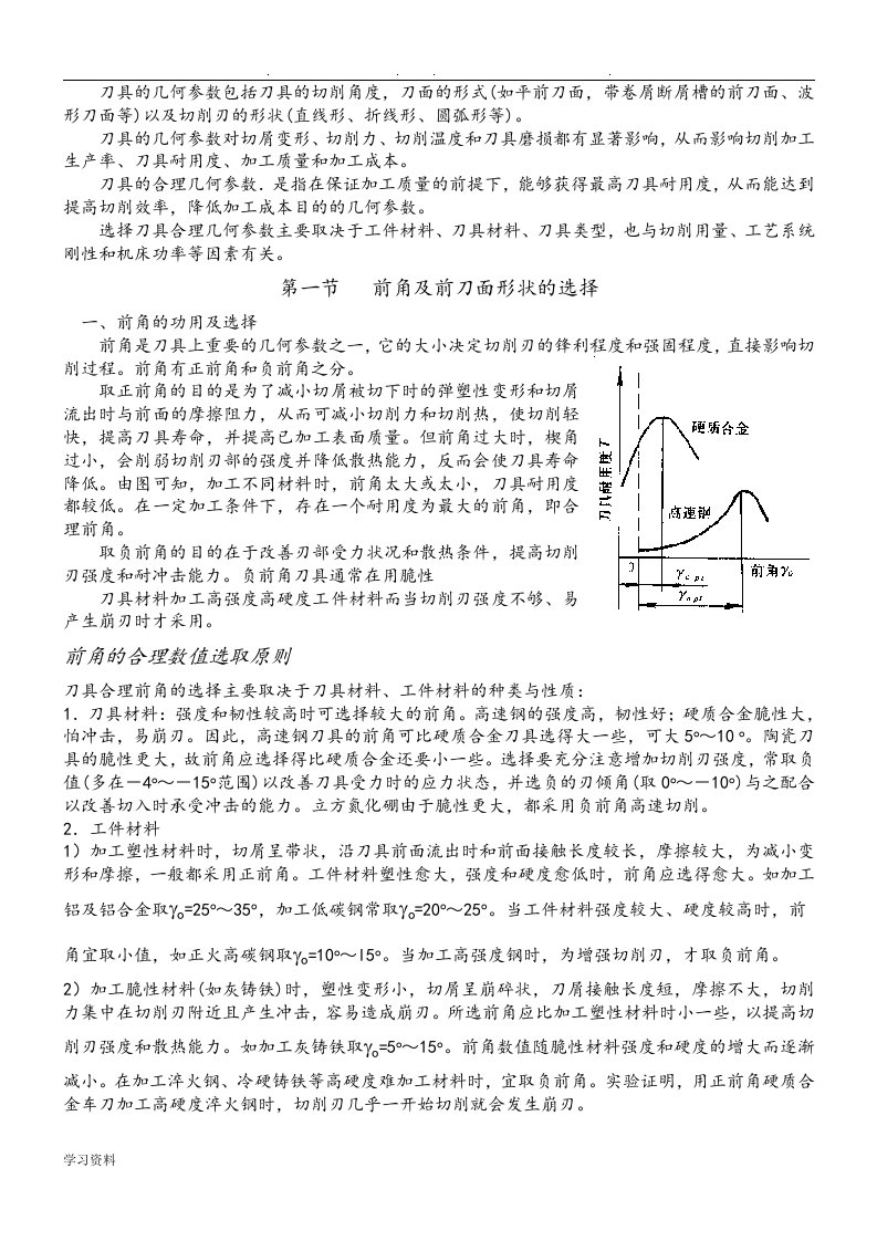 刀具合理几何参数的选择