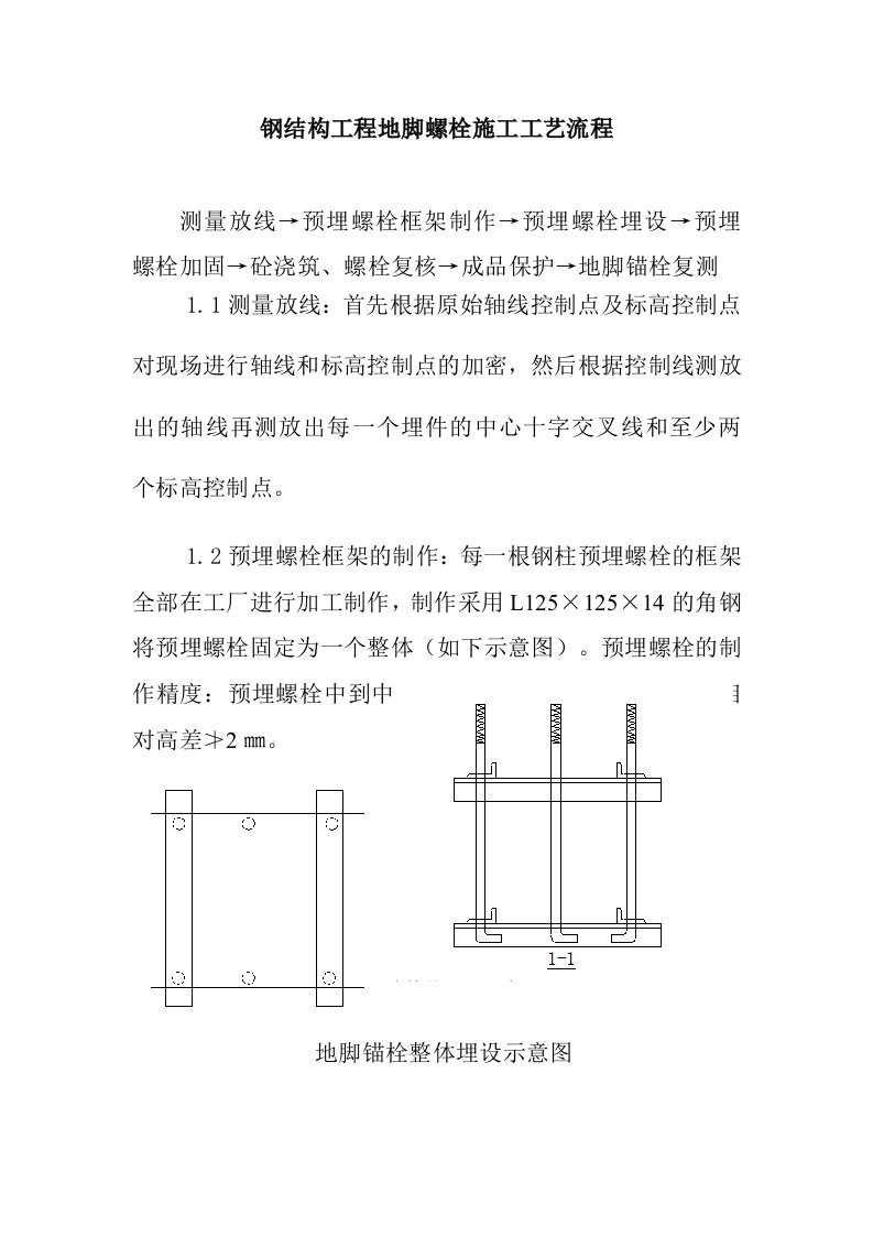 钢结构工程地脚螺栓施工工艺流程