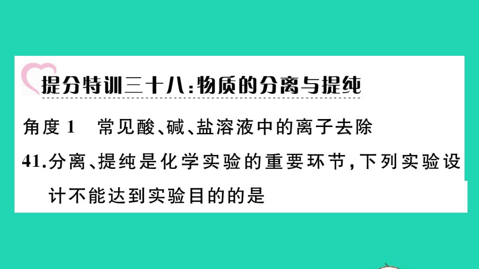 通用版九年级化学下册第十一单元盐化肥物质的分离与提纯小册子作业课件新版新人教版